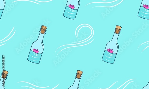 pattern background of bottle with flower inside, suitable for fabric, background, cover