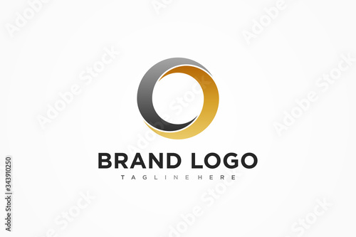 Abstract Initial Letter O Logo. Black Gold Circular Waves Style. Usable for Business and Technology Logos. Flat Vector Logo Design Template Element. photo
