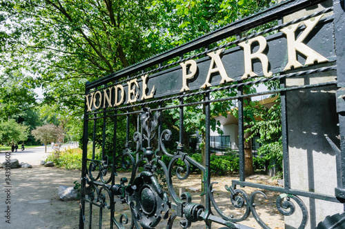 Gate at entrance to Vondel Park, Amsterdam photo