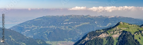 Switzerland, Panoramic view on Schynige Platte and green Alps around