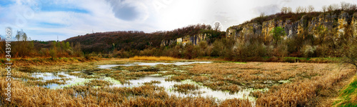 Panoramic view over the Rusenski Lom national park, Malki Lom river, Ruse district, Svalenika village, Bulgaria photo