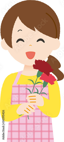 女性　カーネーション　母の日