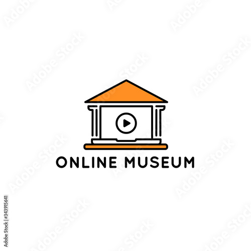 Online museum logotype template. Interactive museum exhibition and art gallery tours. Vector concept.