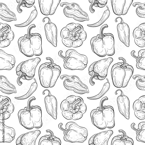 pepper pattern set drawing on lineart style