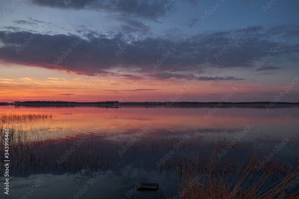 sunset on the lake