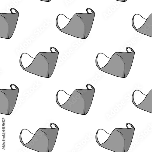 Face mask pattern, antiviral protection. Breathing Respirator Mask.  Vector illustration