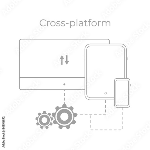 Cross-Platform icon isolated on white background. Cross-Platform concept with devices silhouettes. Vector illustration