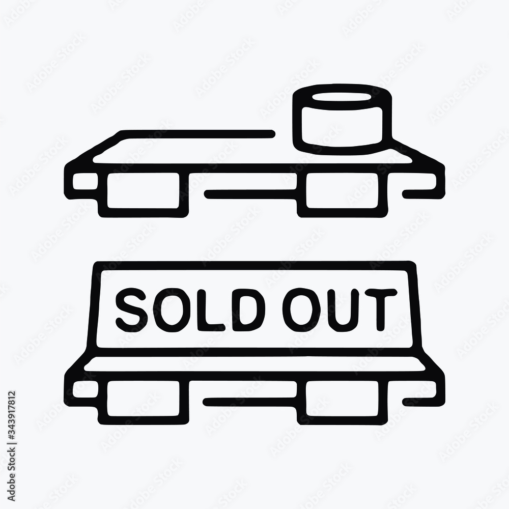 Product On Shelf Sold Out line Art single vector icon symbol Product On Shelf Sold Out line Art single vector icon symbol