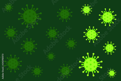 coronavirus molecules on a green background