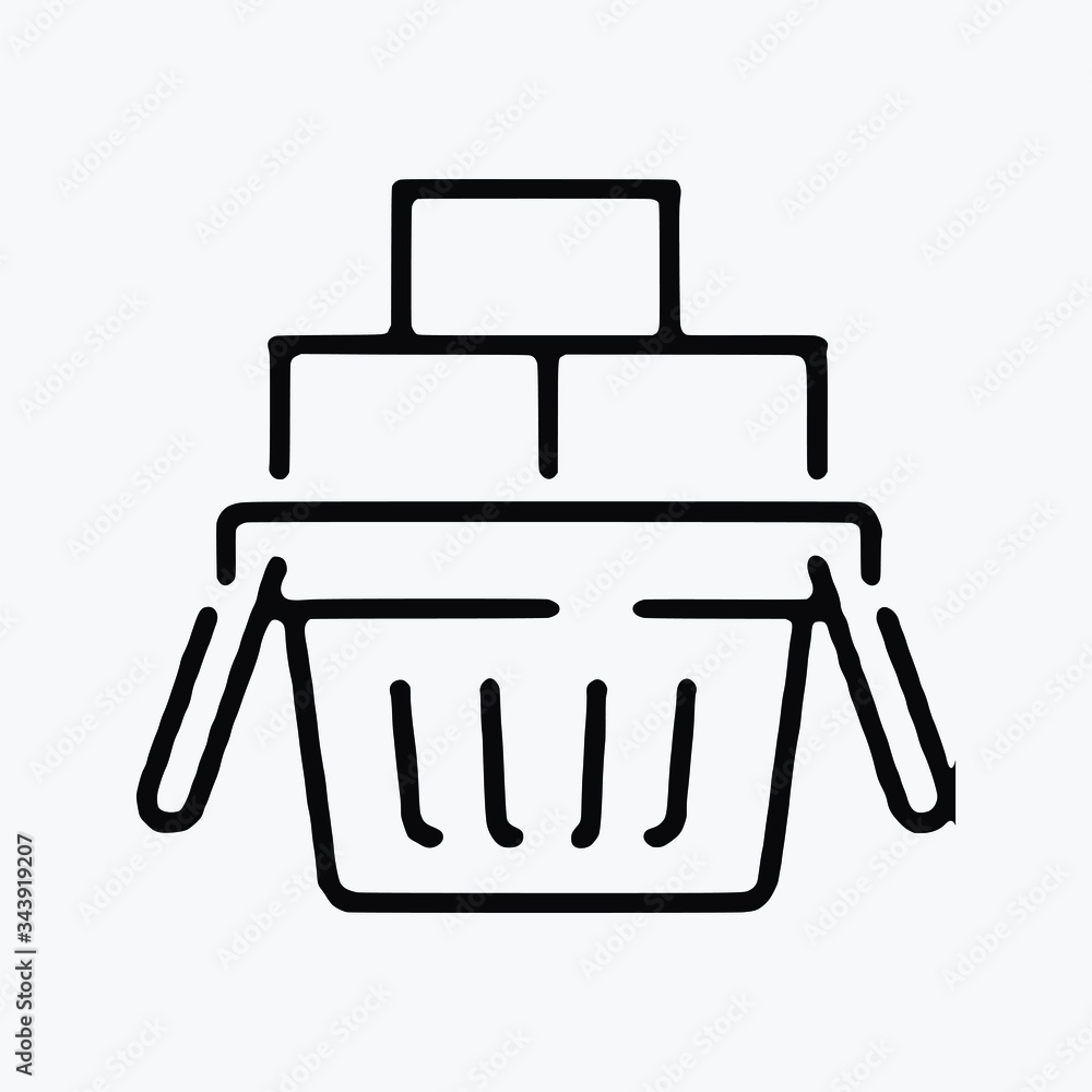 Parcel on Basket line Art single vector icon symbol Parcel on Basket line Art single vector icon symbol
