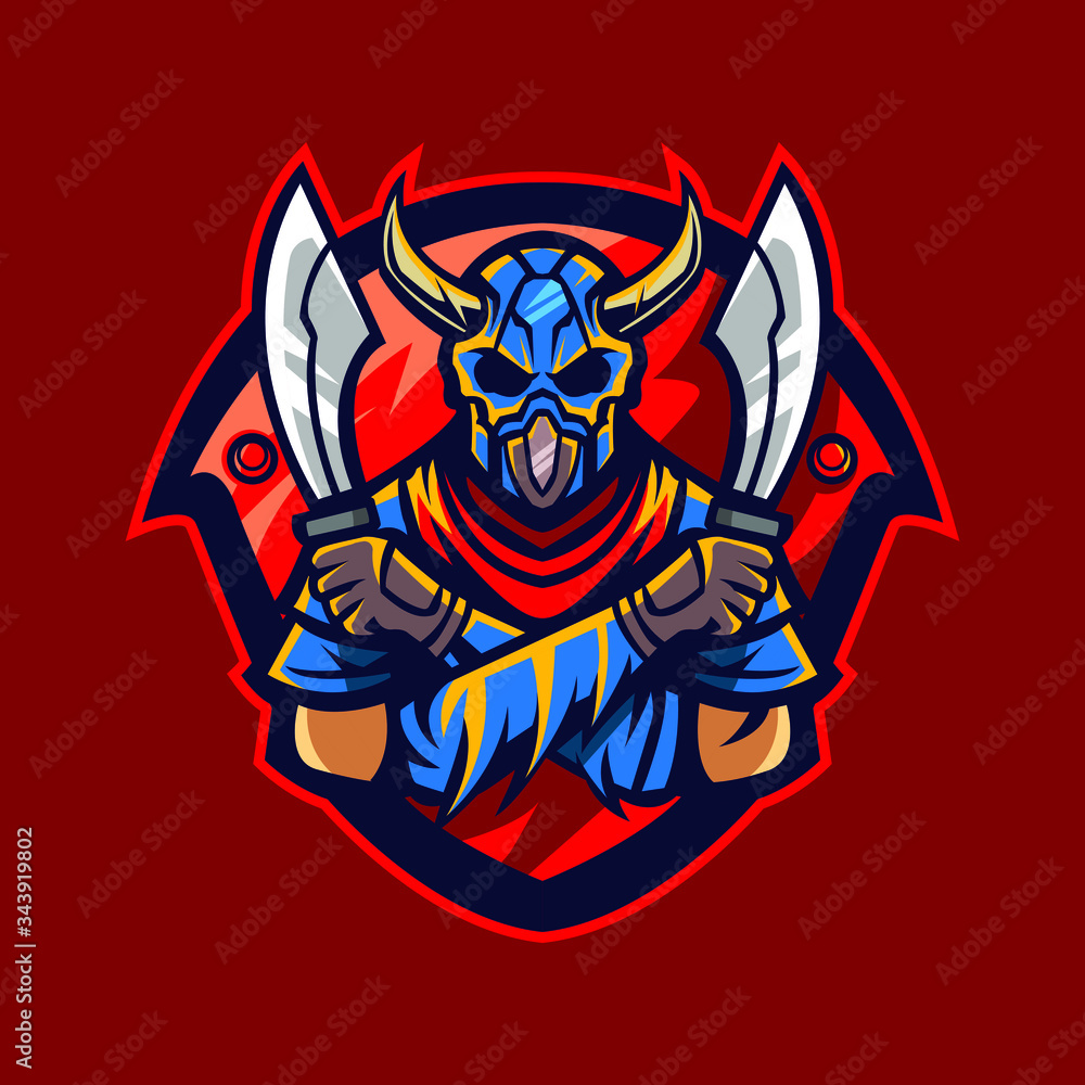 sword warrior vector logo illustration