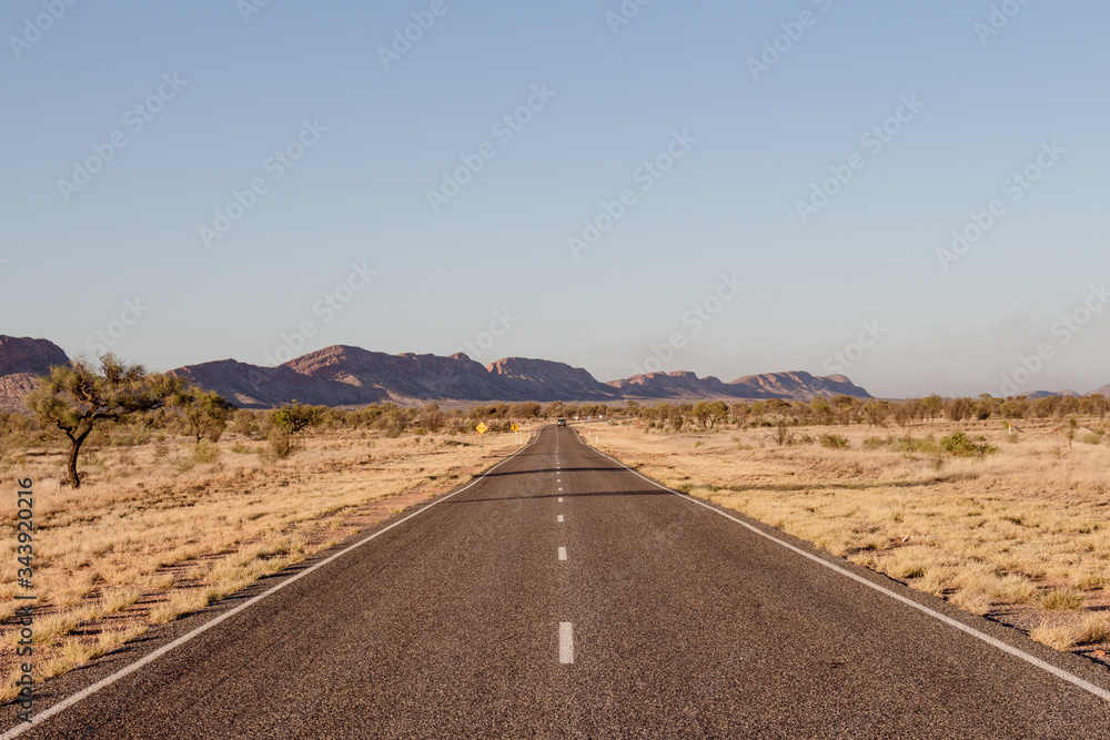 Street in the Outback of the West MacDonnell Ranges, Northern Territory Australia