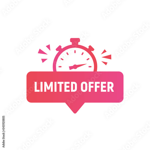Limited Offer logo, sticker, button design. Last minute offer sticker template for social media. Trendy modern design with stopwatch or clock icon. Vector illustration