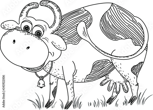 Funny cow with a bell