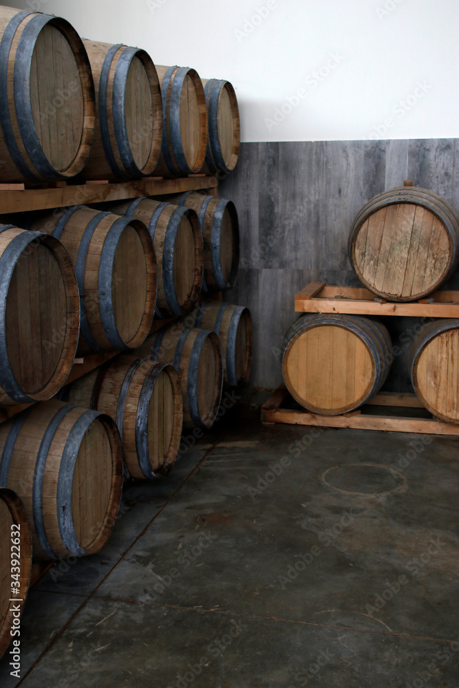 Barrels stored in a wine house