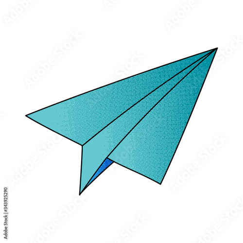 paper plane vector design. digital hand drawn. halftone texture
