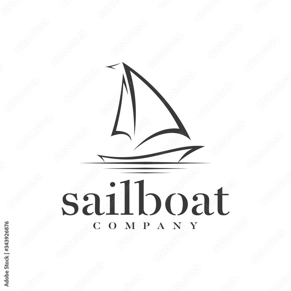 Silhouette of Dhow logo design, Traditional Sailboat from Asia / Africa Silhouette of Dhow logo design, Traditional Sailboat from Asia / Africa