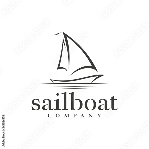 Silhouette of Dhow logo design, Traditional Sailboat from Asia / Africa