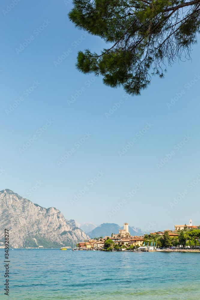 Naklejka premium Ancient tower in Malcesine old town