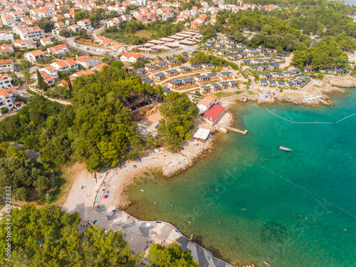 Wallpaper Mural Aerial view of a campsite near transparent water bay, Krk, Croatia. Torontodigital.ca