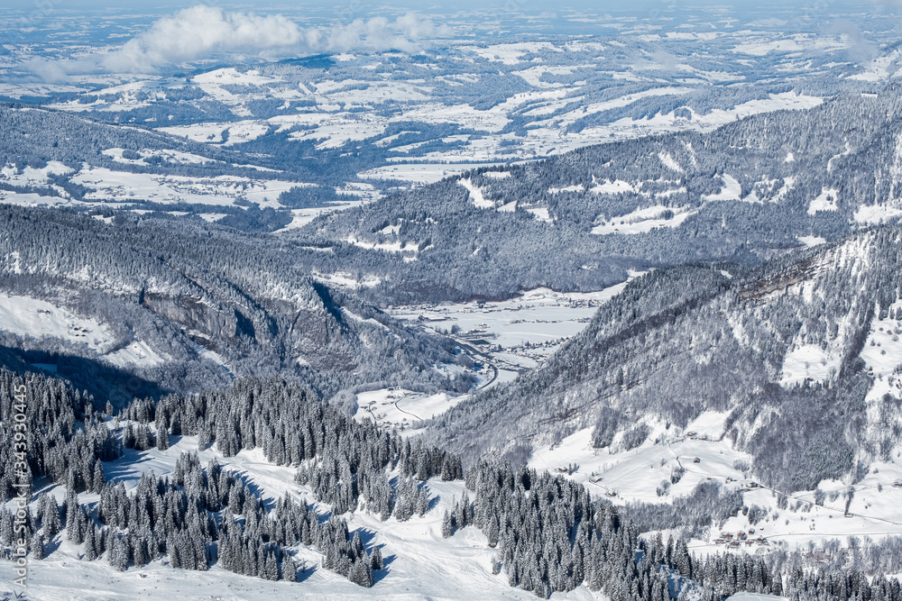 Alpenpanorama, neuschnee, Vorarlberg, Bregenzer Wald