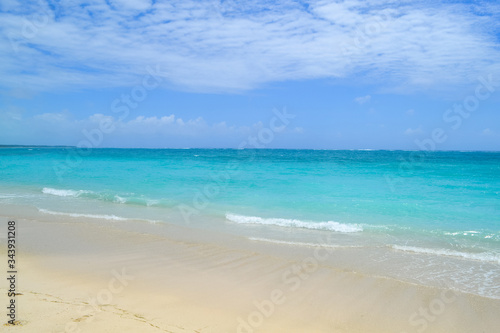 tropical white sand beach with turquoise water
