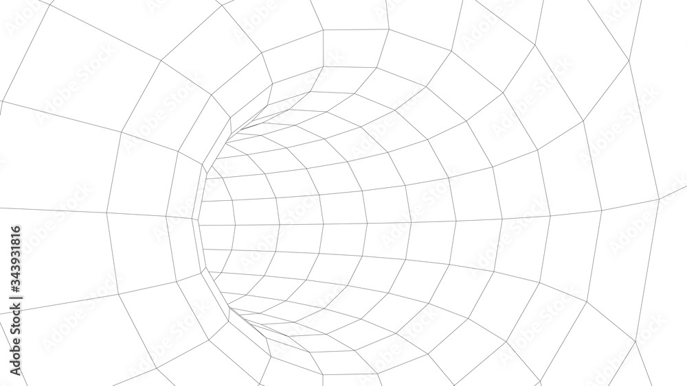 Obraz premium Vector illustration. 3D corridor mesh. Frame tunnel.