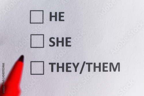 Pen marking on personal pronoun†and non binary gender checklist