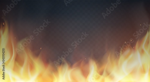 Fire flames on transparent background