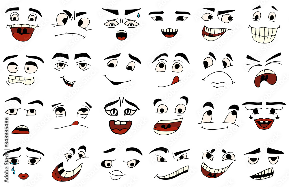 Expressive eyes and mouth smiling character face (2637216)