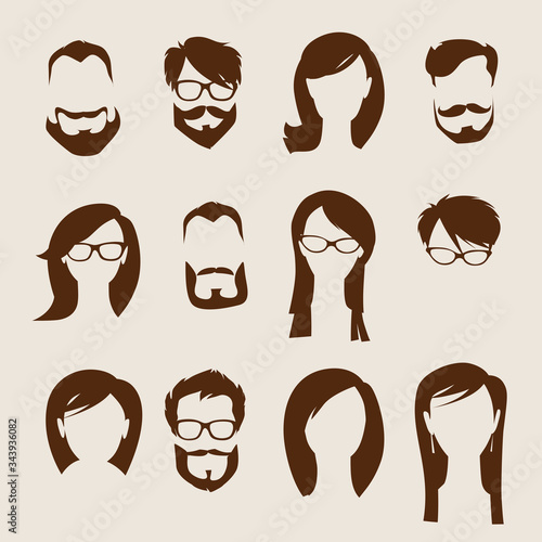 Avatars for man and woman characters big set flat style