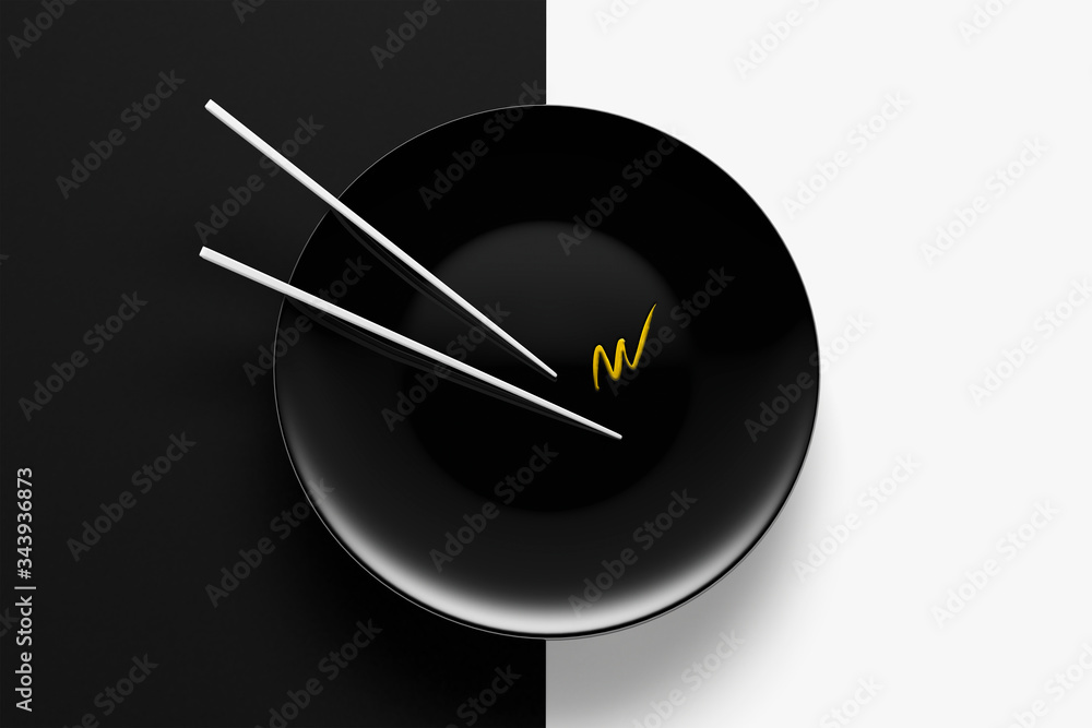 Empty plate with chopsticks Empty plate with chopsticks