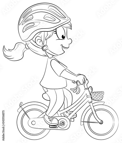 Niedliches Mädchen fährt Fahrrad - Vektor-Illustration