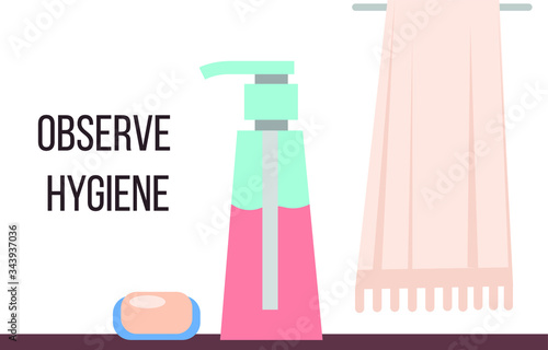 image poster about personal hygiene, hand washing and protecting yourself from viruses and bacteria through cleanliness and proper hand washing and hygiene