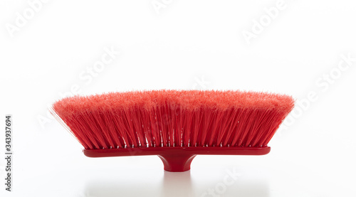 Cleaning floor push broom isolated against white background.