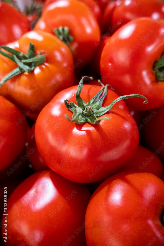 Large red ripe tomatoes; market; Tavira; Algarve; Portugal Large red ripe tomatoes; market; Tavira; Algarve; Portugal