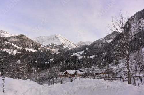 Switzerland Landscape in the Mountains. Winter Wonderland in Fribourg Region, Schwarzsee. © helga