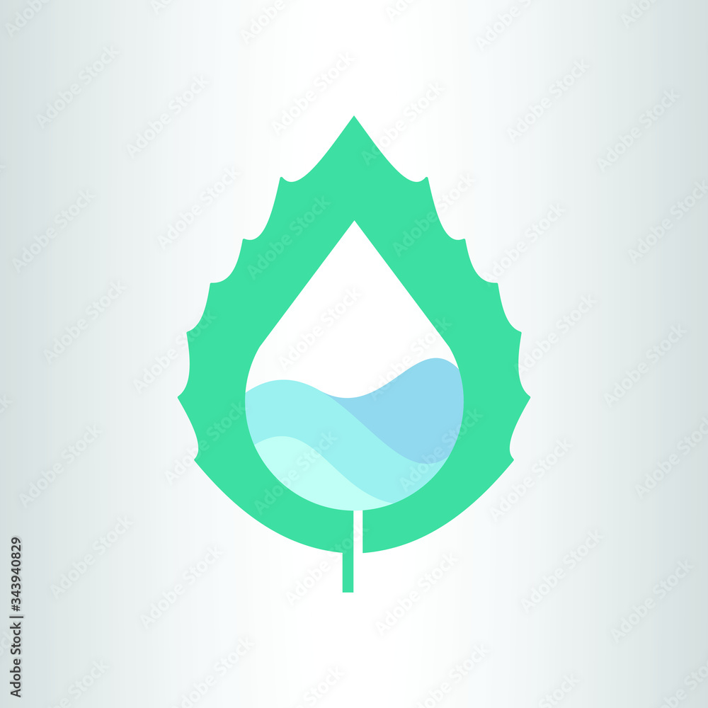 Obraz premium Waterdrop LOGO with Natural Leaf.