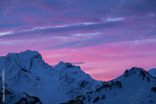 Rote Wand, Abenddämmerung, Berge, alpen, winter