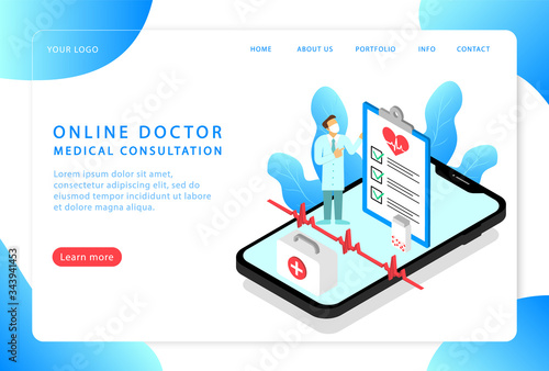 Online doctor and medical consultation. Landing page. Modern web pages for web sites.