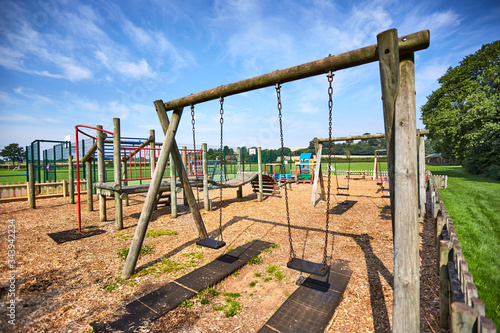 Children playground in a park during early summer