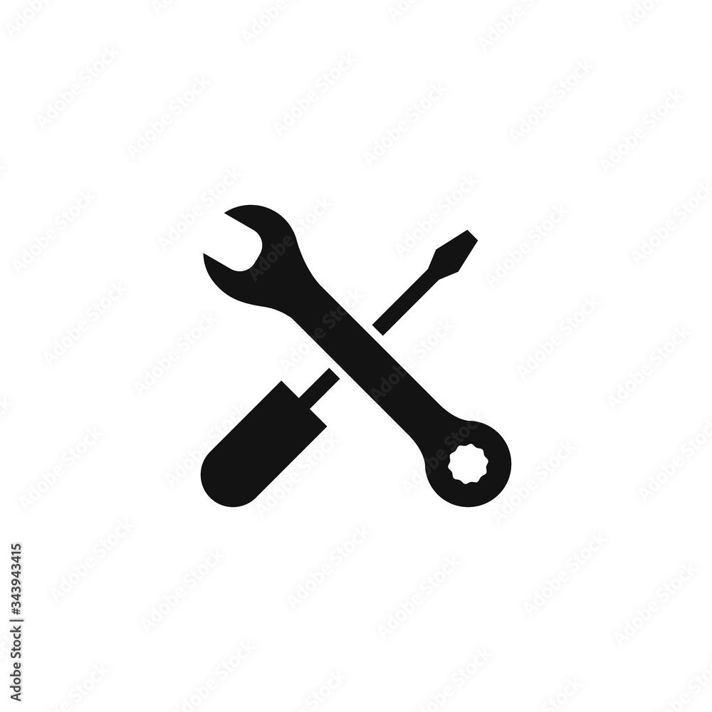 Wrench and screwdriver icon flat vector design. Repair symbol. Wrench and screwdriver icon flat vector design. Repair symbol.