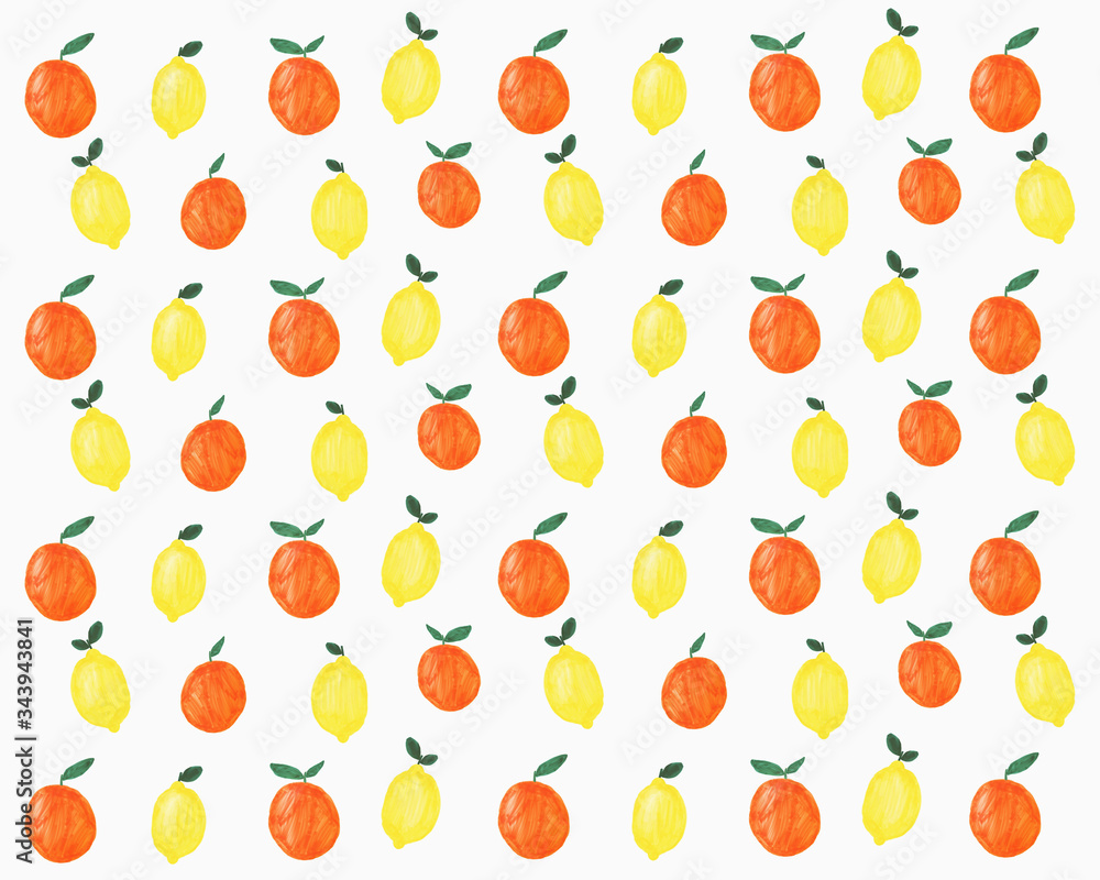 Illustration of lemons and oranges on white background Illustration of lemons and oranges on white background
