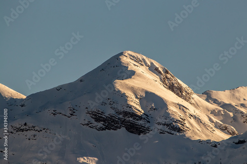 Mountain peak on sunny day, Bohinj