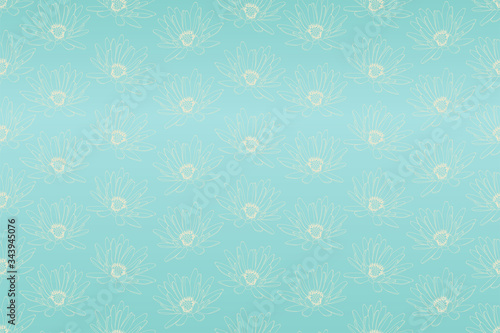 seamless cream floral pattern on the light turquoise background