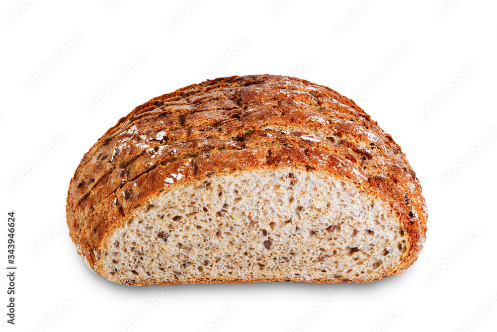 Wholegrain rye bread on a white isolated background Wholegrain rye bread on a white isolated background