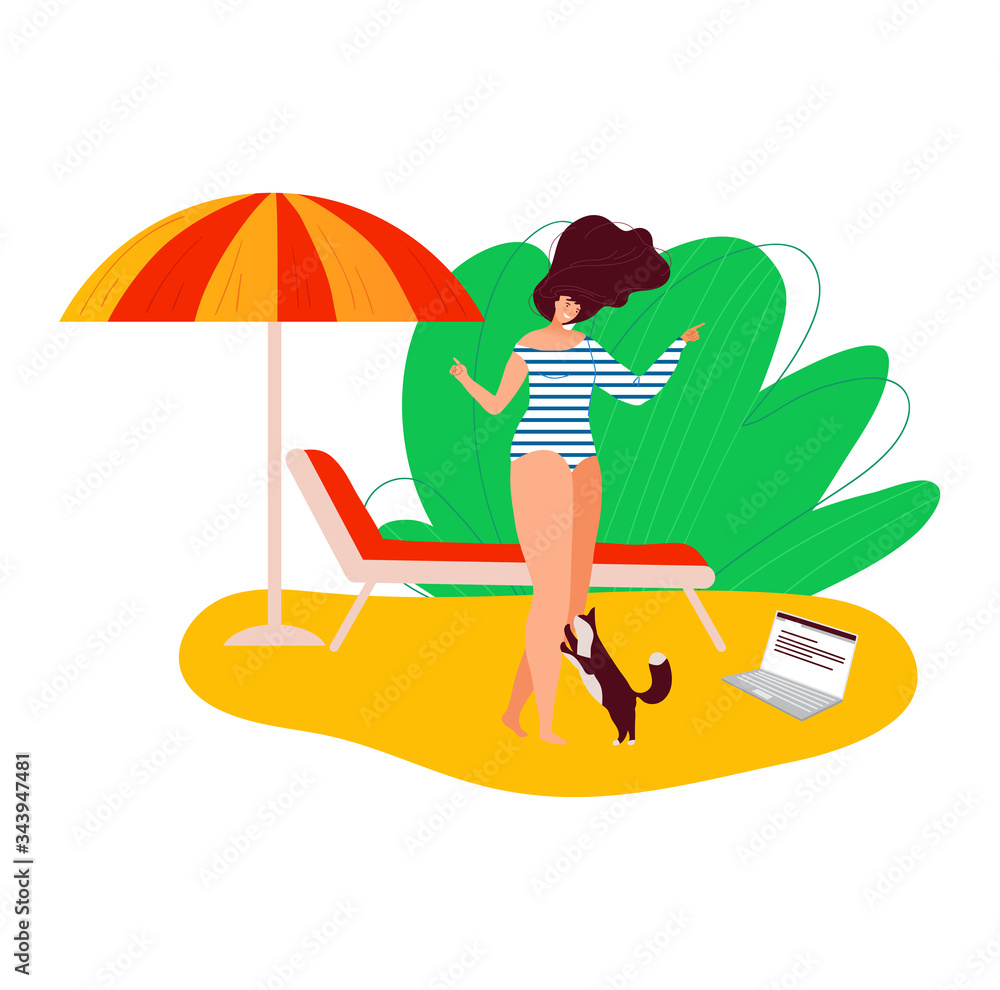 Freelance people self-isolation at home cartoon character vector illustration. Laptop on sofa remote freelance work, cool job, remote workers labor set. Internet work designer, programmers person