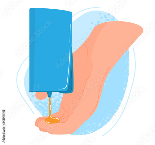 Washing hands instruction, vector illustration. Right way to avoid viruses and germ. Use clean water and soap, foam for disinfection hands, body, health sanitary. Phased disinfecting procedure.