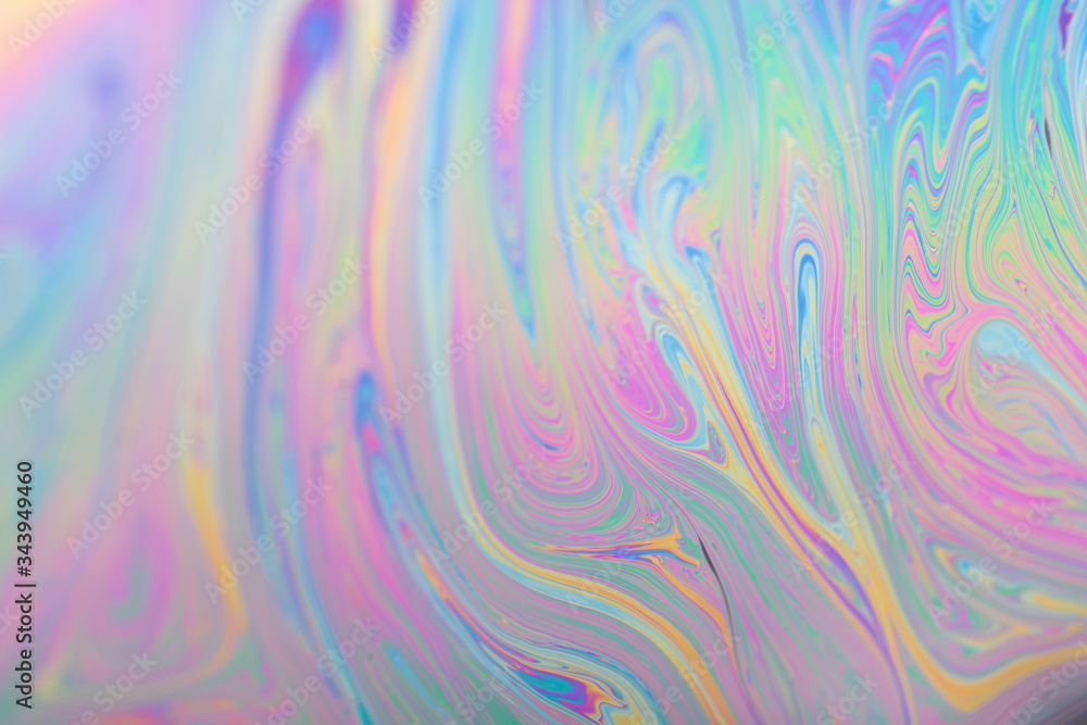 Fototapeta premium Abstract iridescent background interference light rainbow colors. Soap bubble texture