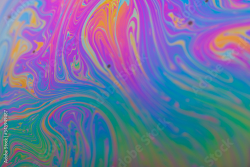 Abstract iridescent background interference light rainbow colors. Soap bubble texture photo